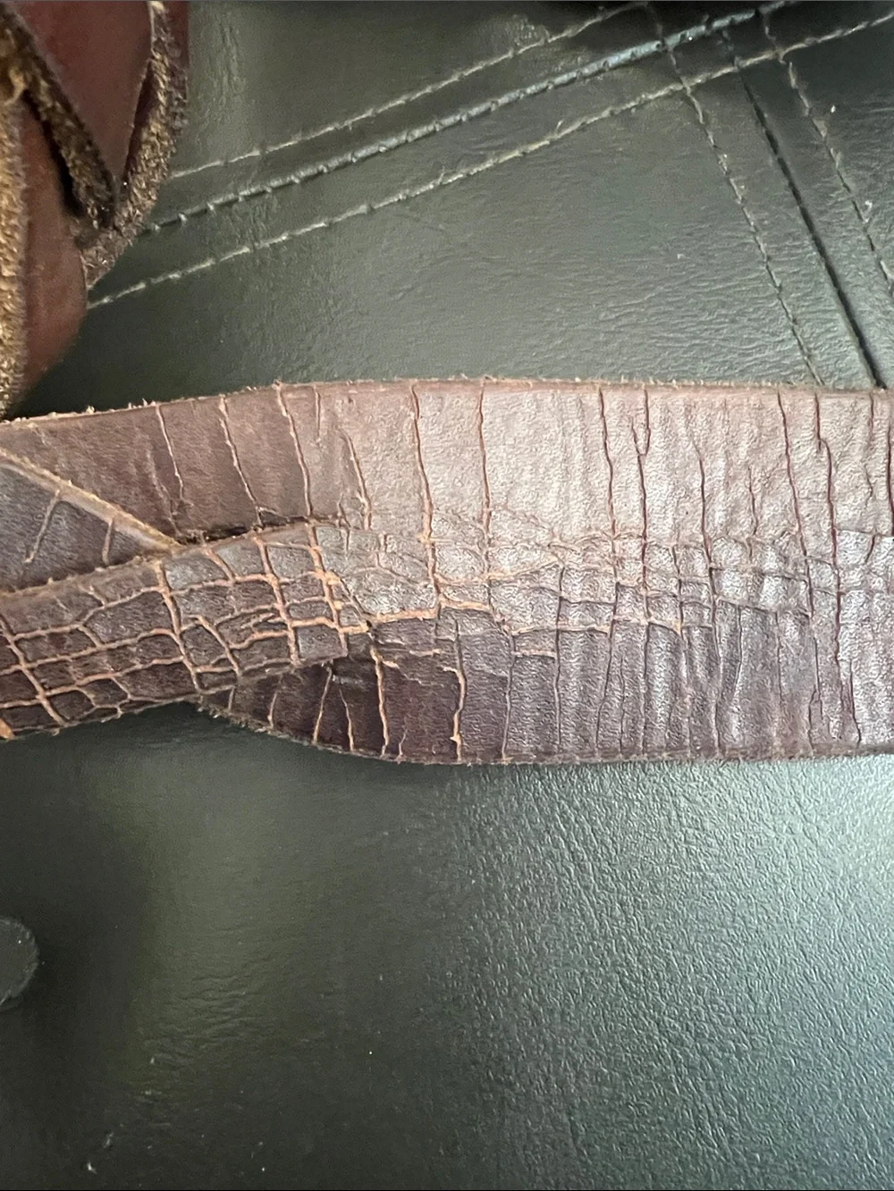 Lucky Brand Brown Braided Leather Belt with Enamel Floral Cross Buckle